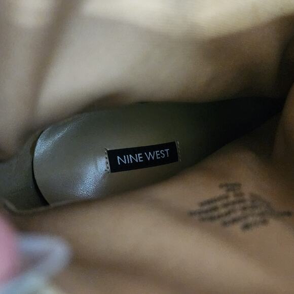 Nine West Beige Flow Leather Cowboy Stiletto Heeled Ankle Boots | Women's 8.5M - Picture 12 of 13